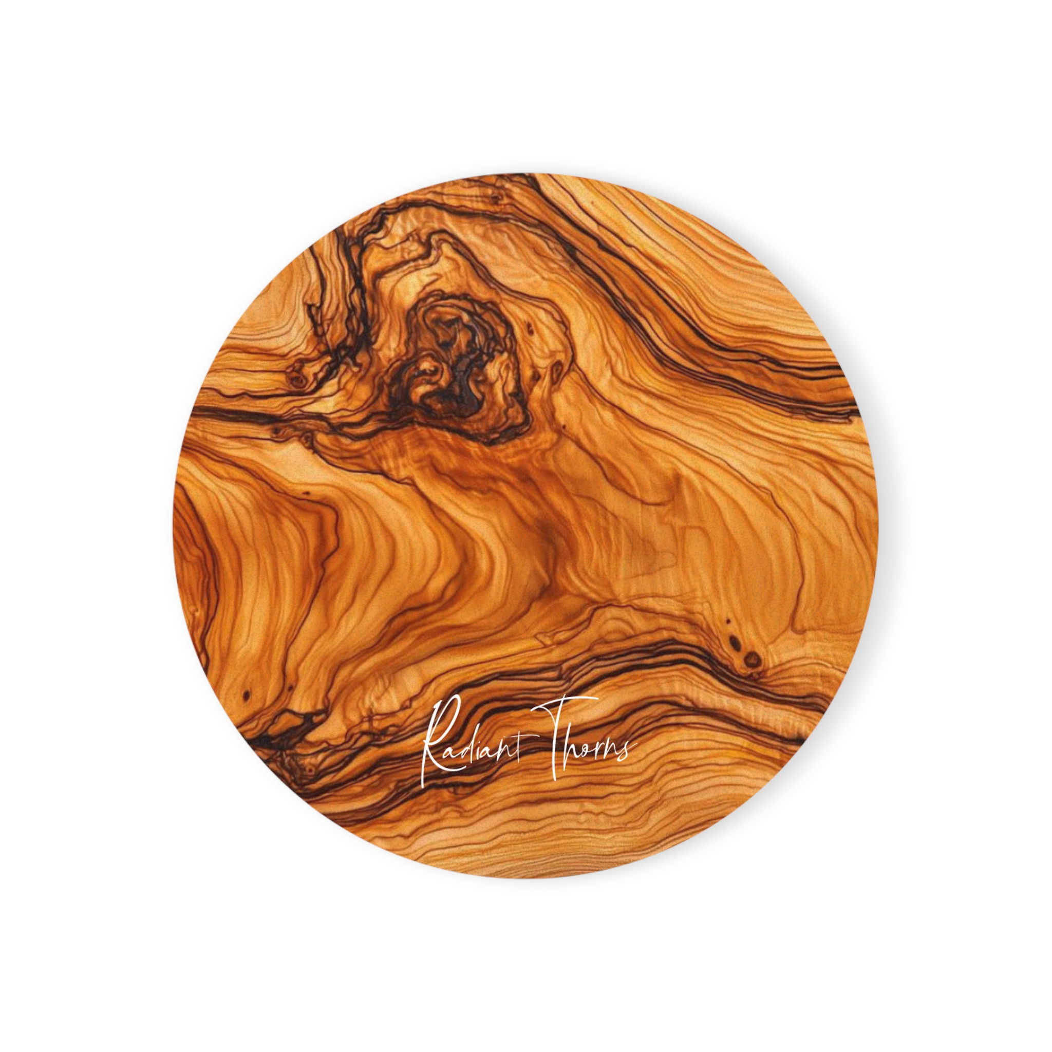 Olive Wood Cork Back Coaster