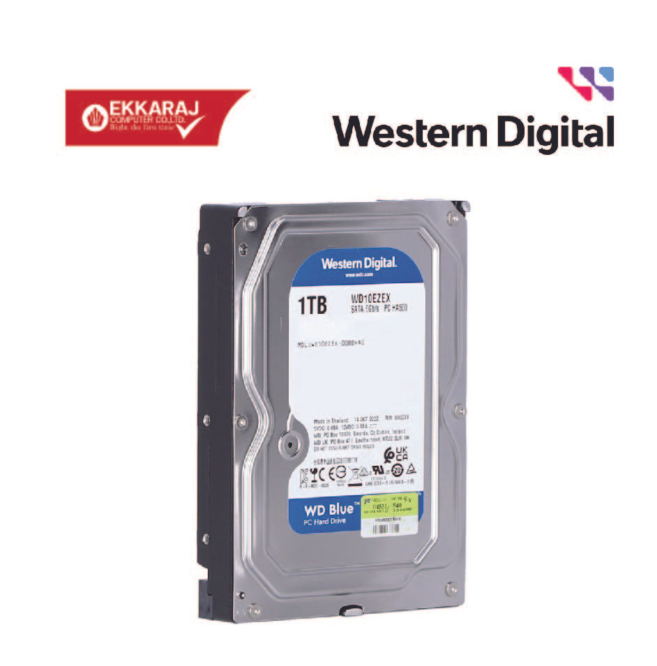 ภาพขนาดย่อ: ฮาร์ดดิสก์ 1 TB HDD Hard Disk WD BLUE - 7200RPM SATA3 (WD10EZEX) / EKC / WE0048