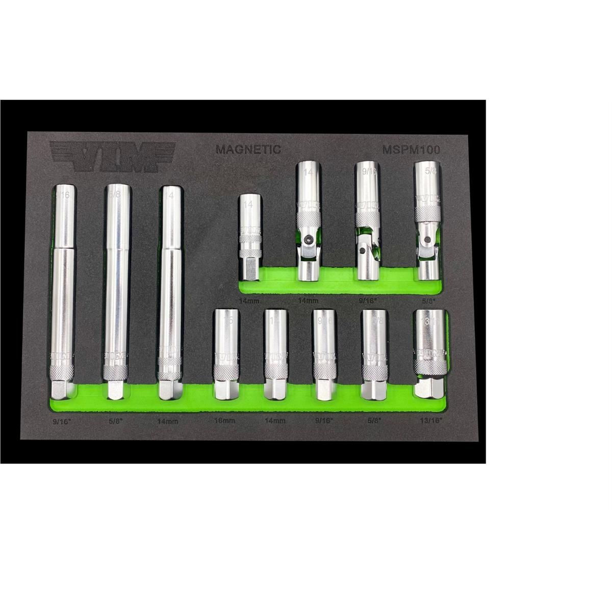 VIM Tools 12 Piece 3/8 Inch Drive Magnetic Spark Plug Master Set