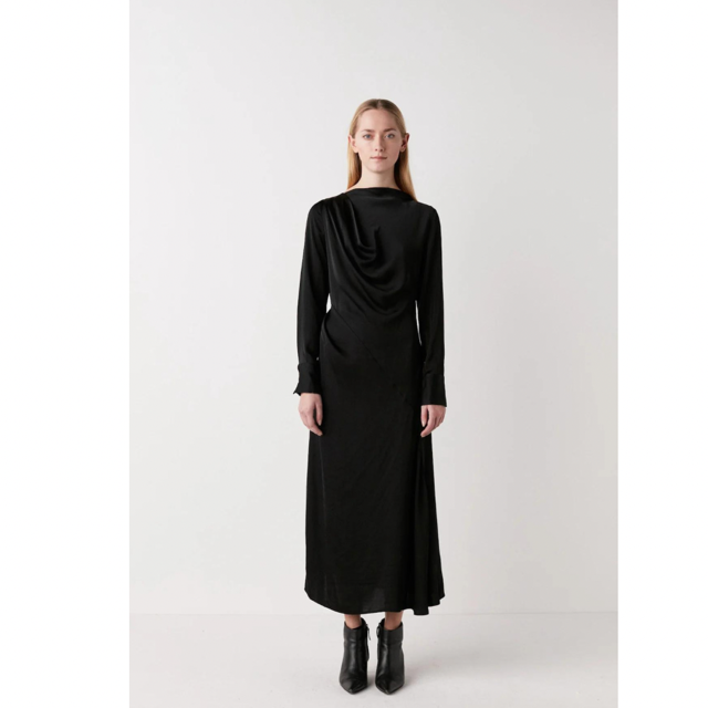 Thumbnail: JAMAL SOLID DRAPED LS DRESS - RABENS SALONER