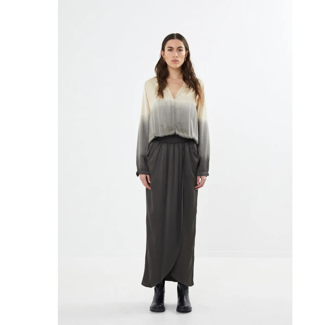 Thumbnail: VERA FLOW WRAP OVER DRESS I ARMY COMBO -RABENS SALONER