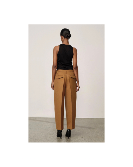 Thumbnail: Olly Cropped Midt Waist Pants - Camel - HERSKIND
