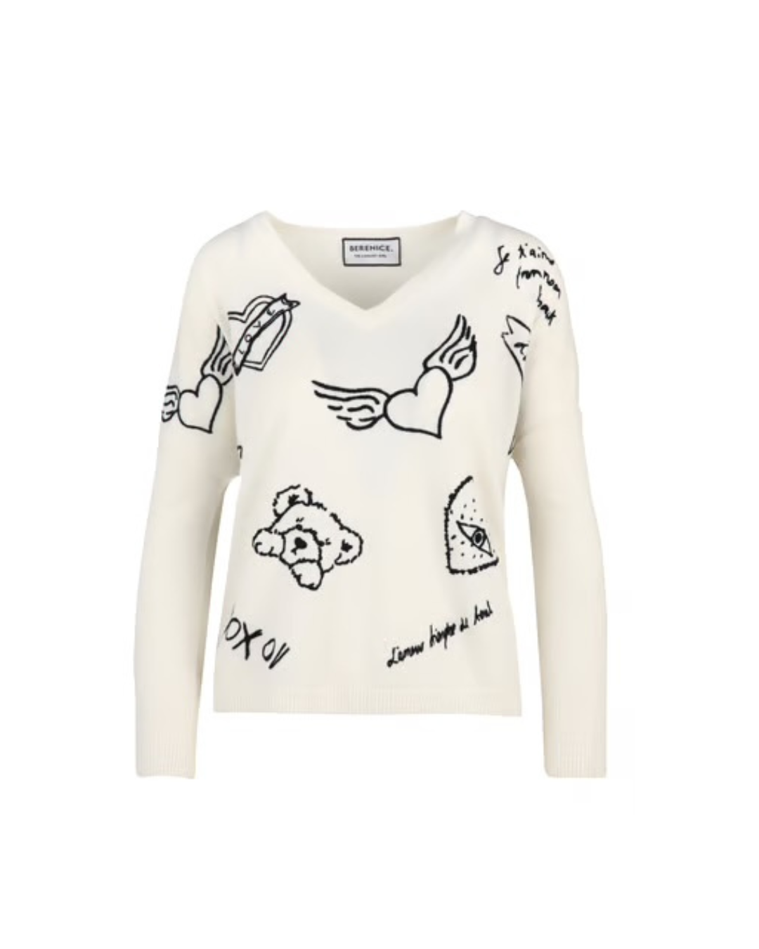 MYLOVERCLUB | Wool V-neck pullover with "Lover Club" embroidery