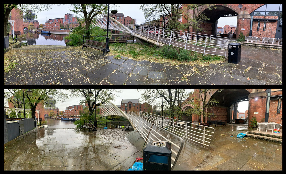 Before and after photos at Merchants' Bridge