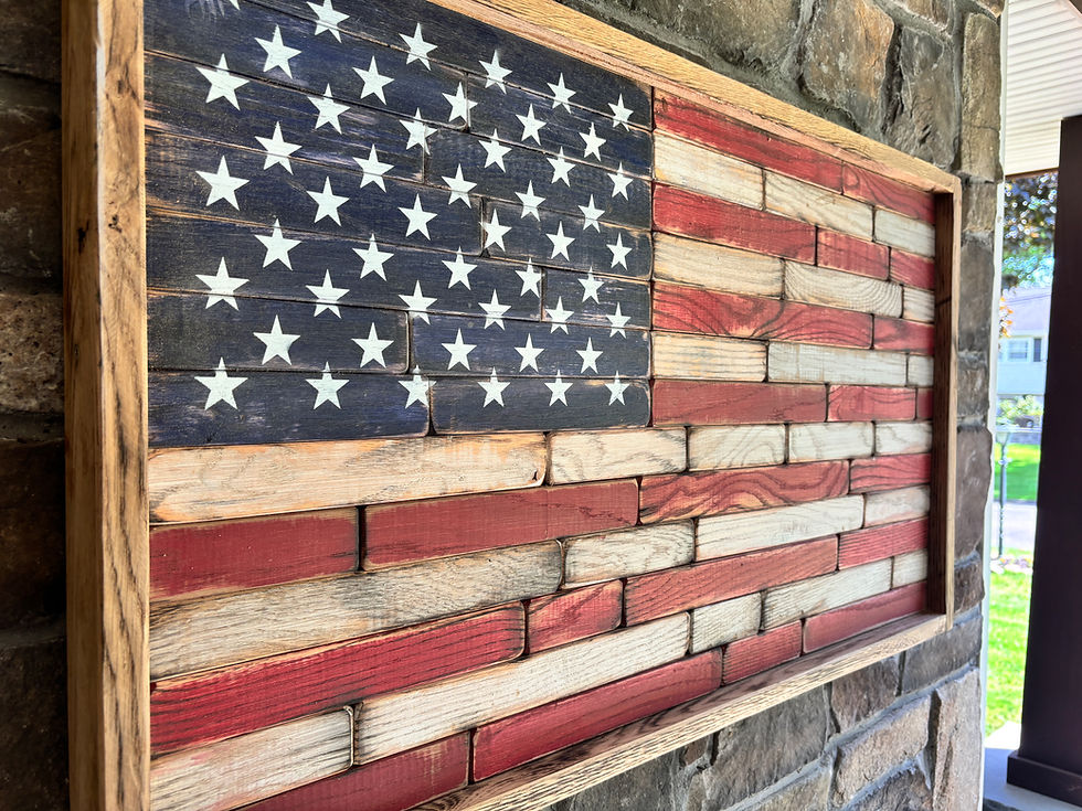 Thumbnail: Wooden oak american flag show side view