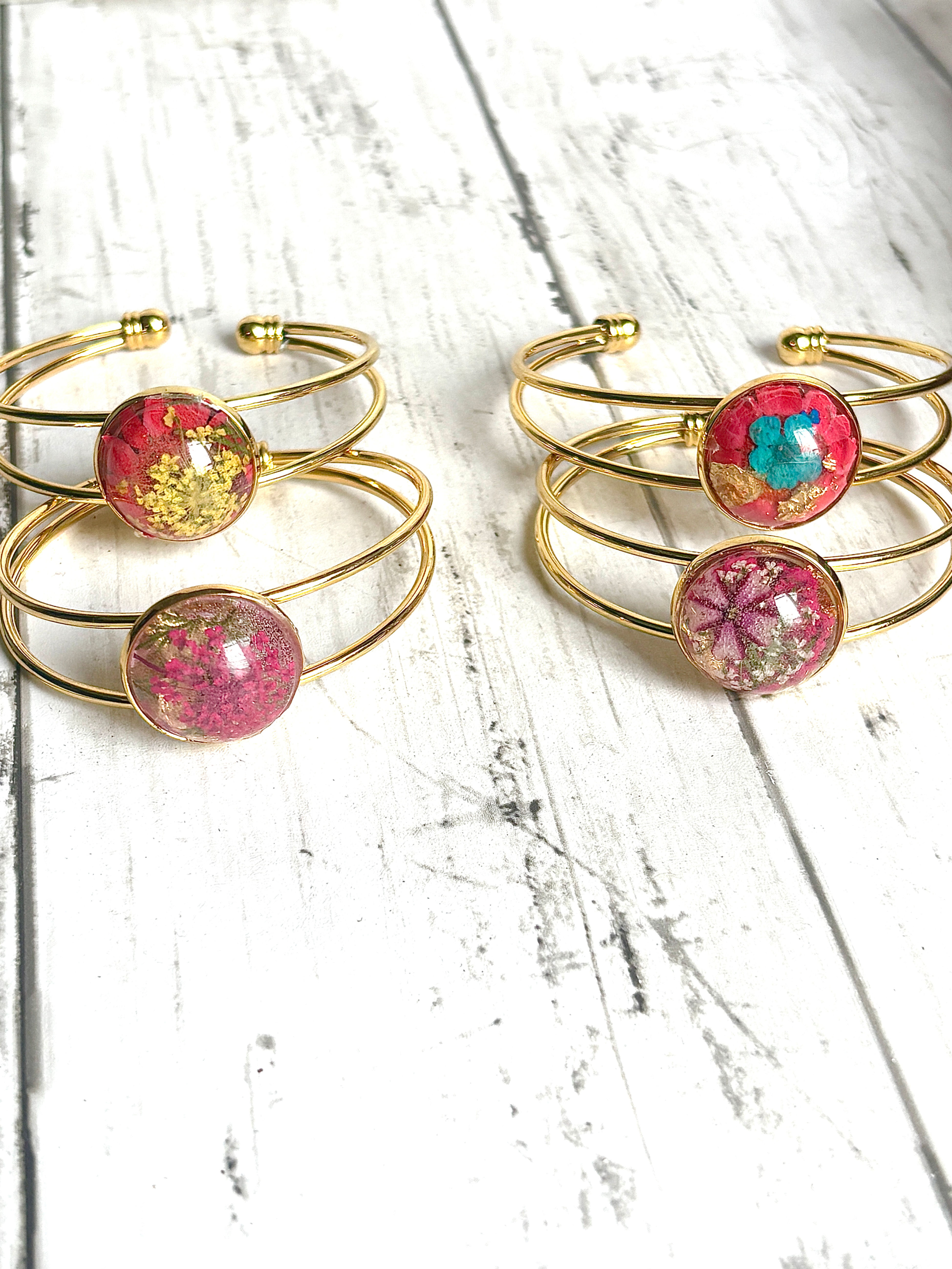 Floral Cuff Bracelet - Gold