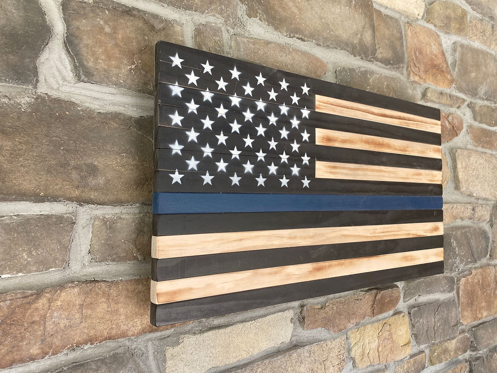 Thumbnail: Thin Blue Line Wood Flag Medium, Indoor outdoor display