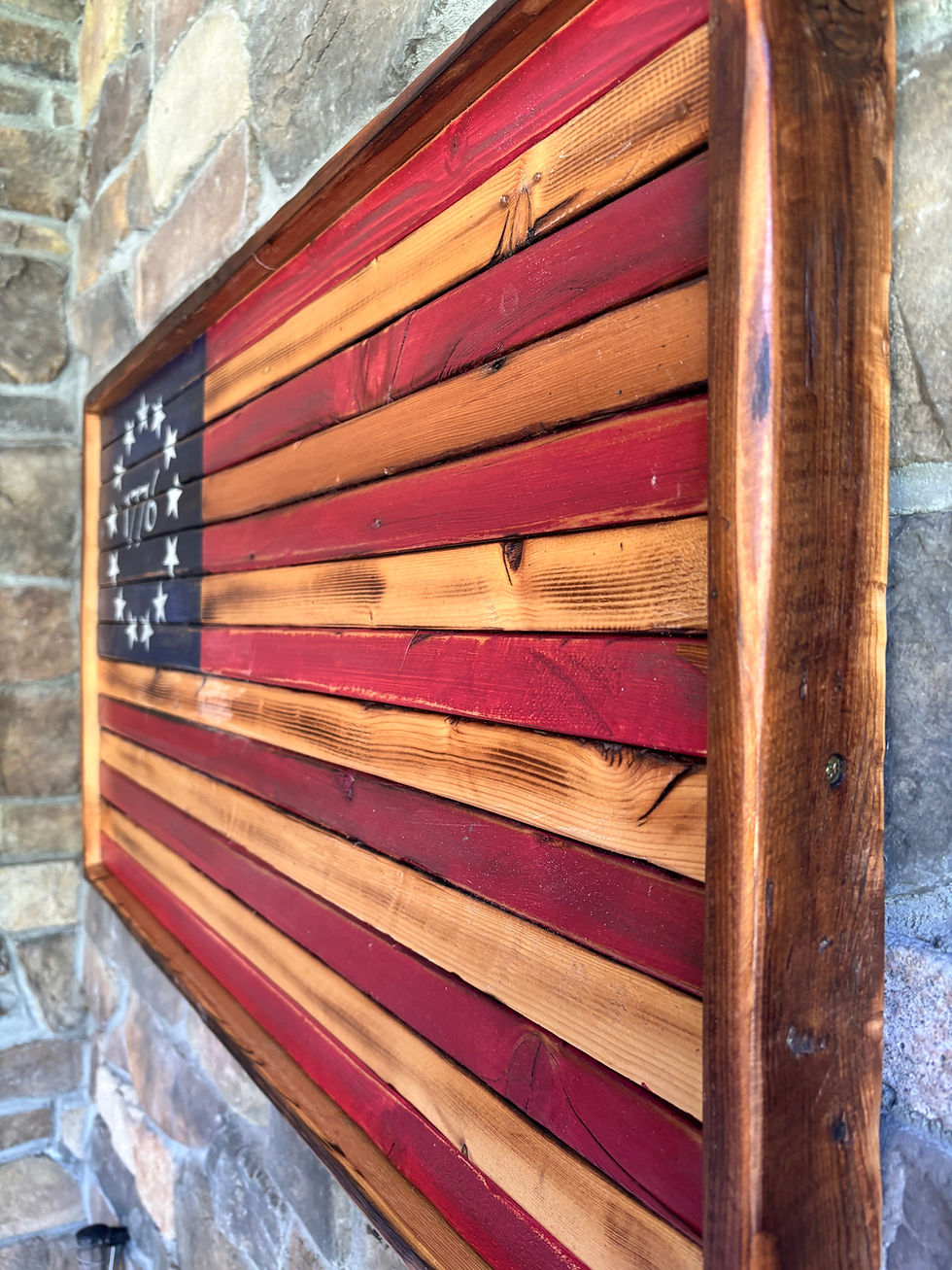 Thumbnail: Framed Betsy Ross Weathered American Flag with Reclaimed Wood and Timber