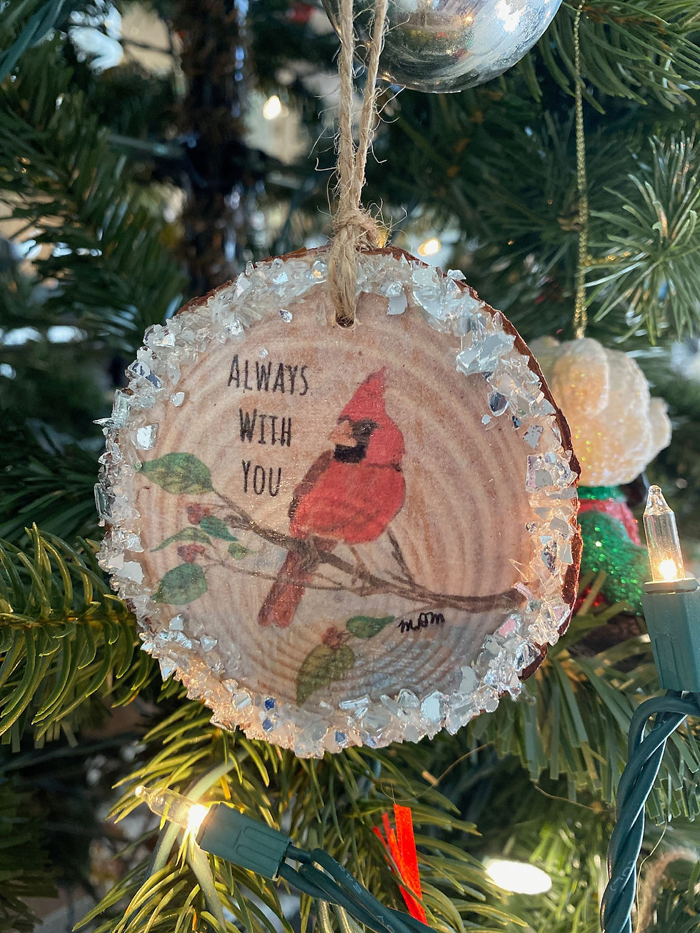 Wood Slice Cardinal Ornament