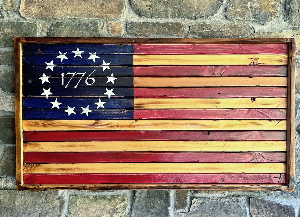 Framed Betsy Ross Weathered American Flag with Reclaimed Wood and Timber