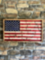 Wooden Oak American Flag made with individual oak tiles