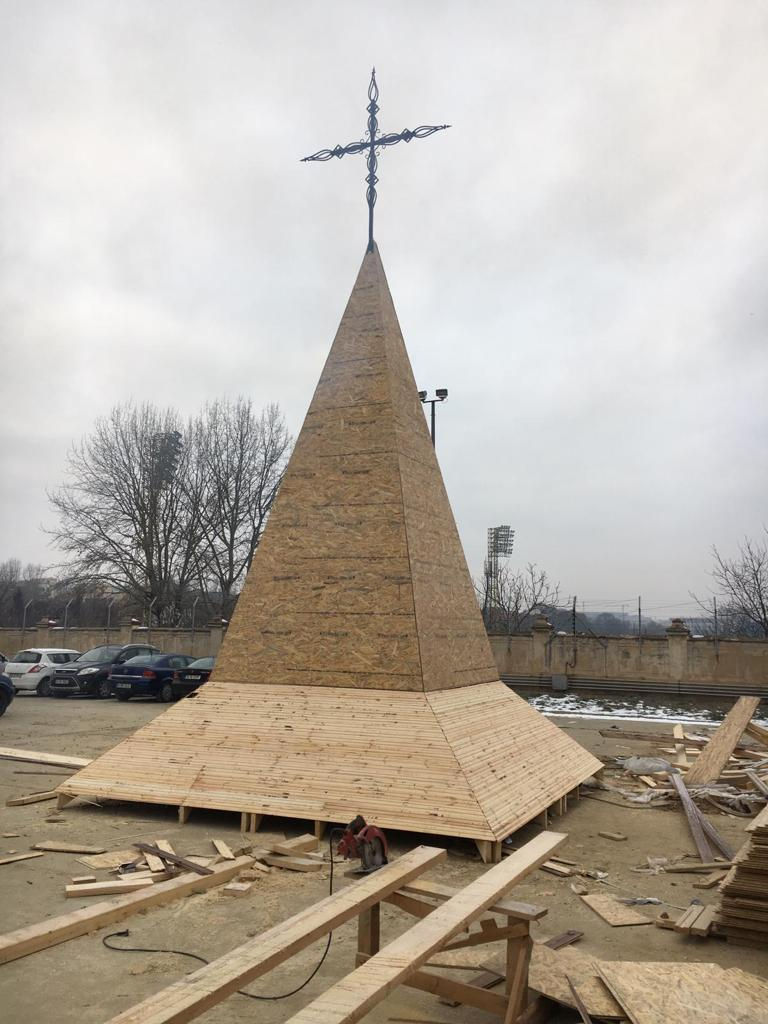 The church tower prefabricated and ready for assembly | Miradex