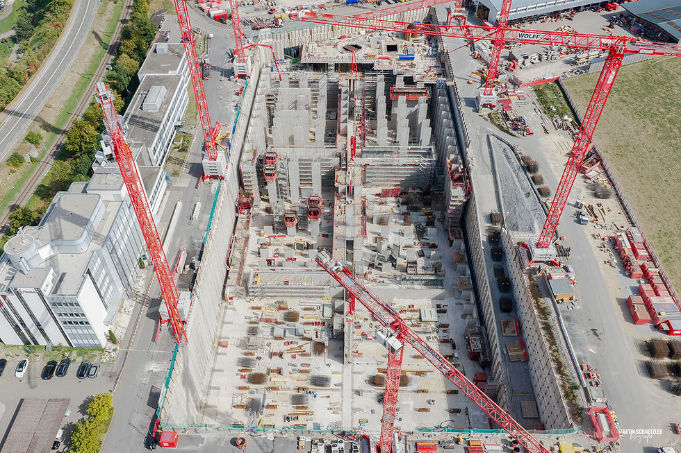 Luftaufnahme der Baustelle von FlexBase in Laufenburg