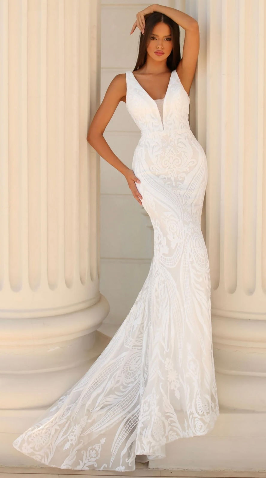 Clarisse Sequin Lace Embellished Mermaid Wedding Gown