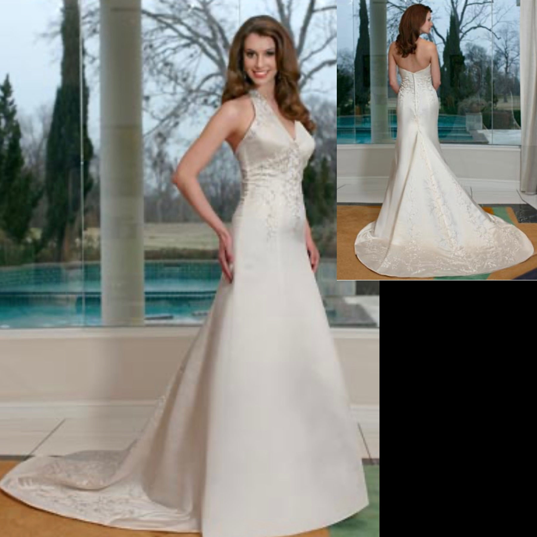 DaVinci Size 8 Ivory/Silver Wedding Gown