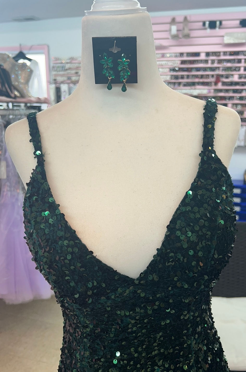 Thumbnail: Emerald Green Sequin Long Formal Dress & Prom Dress 