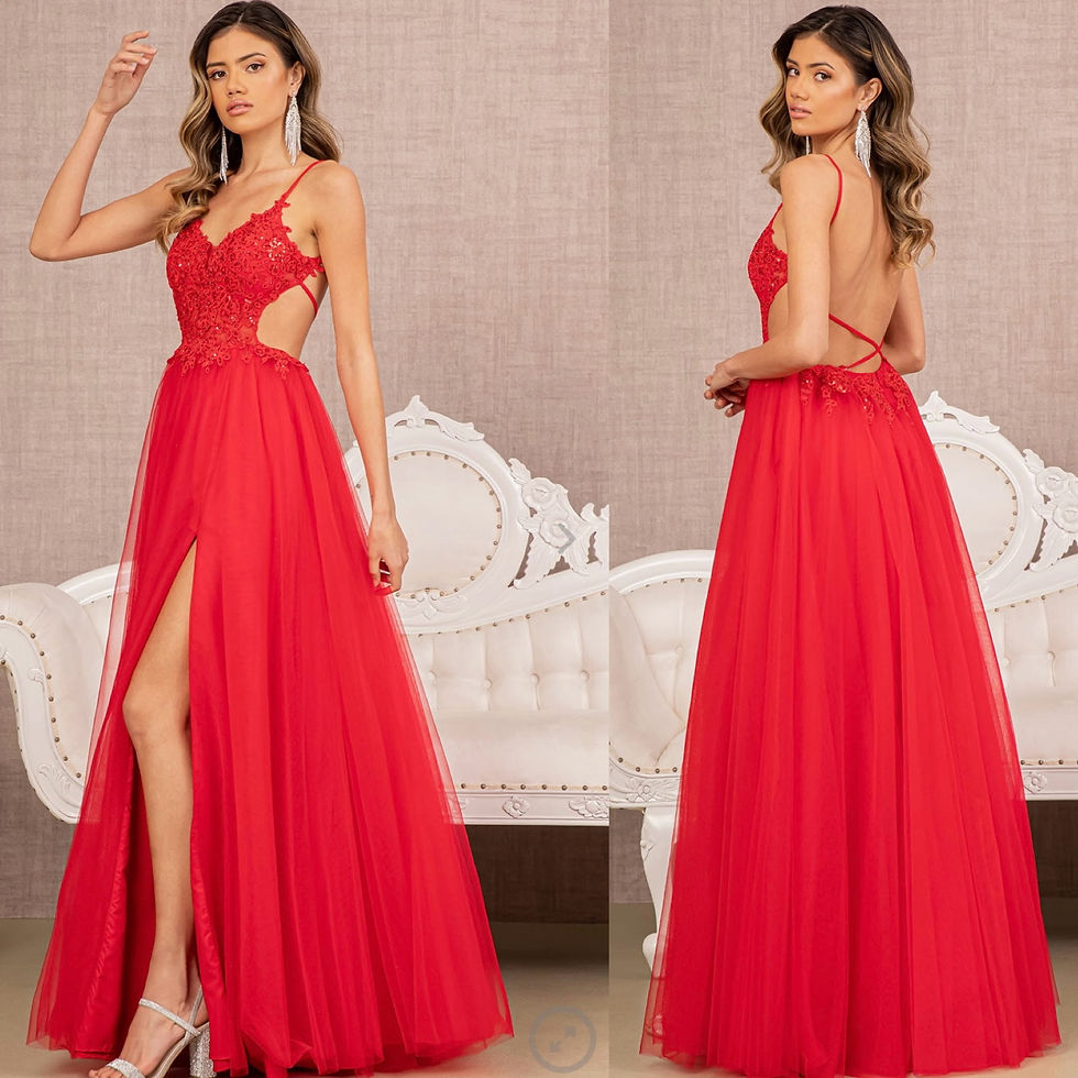 Red Cut-Out A-Line Long Formal Dress & Prom Dress