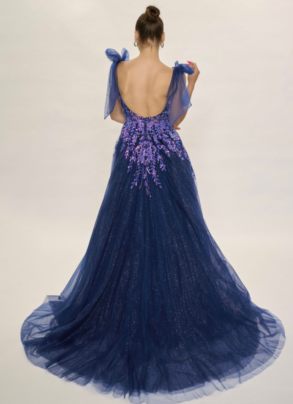 Thumbnail: Nina Canacci Sheer Embellished Fitted Bodice Long Formal Dress & Prom Dress