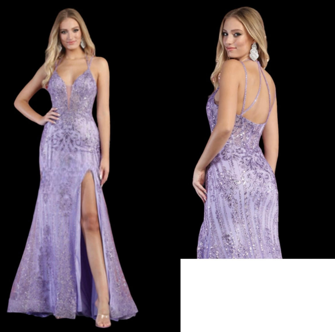 Lilac Fitted Glitter & Sequin Prom Dress & Formal Dress