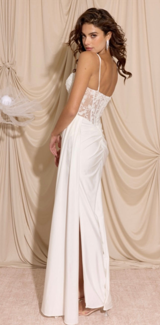 Thumbnail: Jersey Glitter With Side Sash Long Formal Dress & Prom Dress 