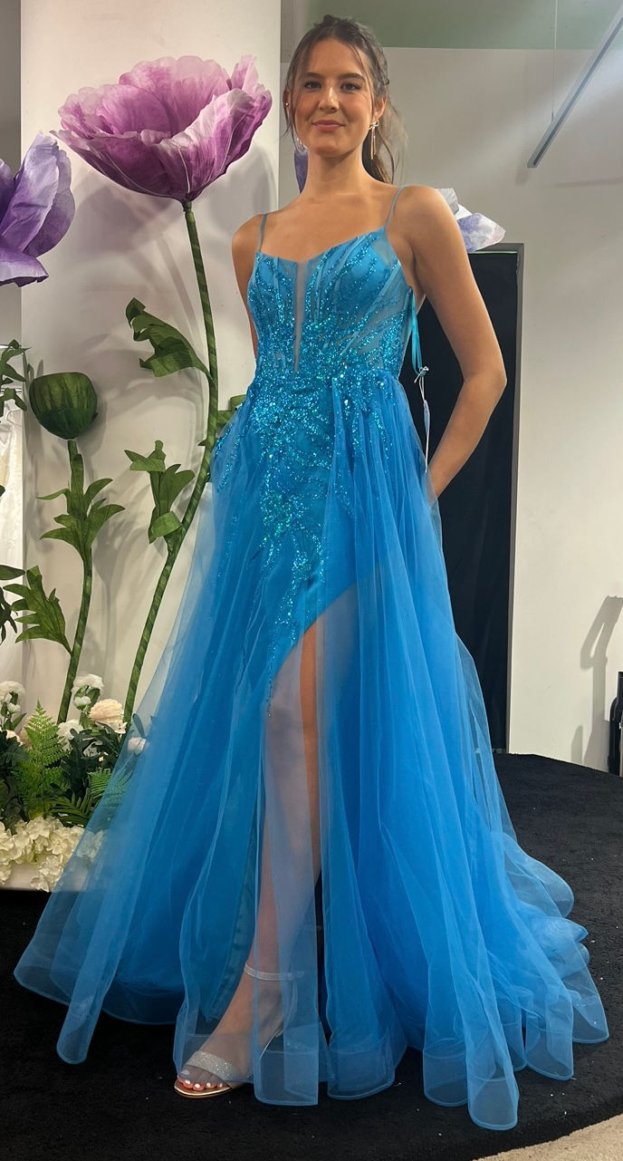 Thumbnail: Tulle & Glitter Corset Bodice Formal Formal Dress & Prom Dress 