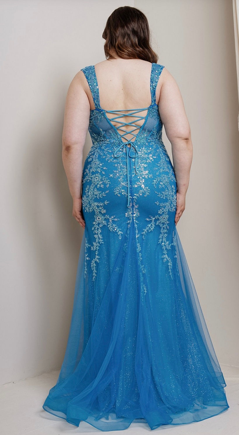 Thumbnail: Tulle With Corset Bodice Long Formal Dress & Prom Dress