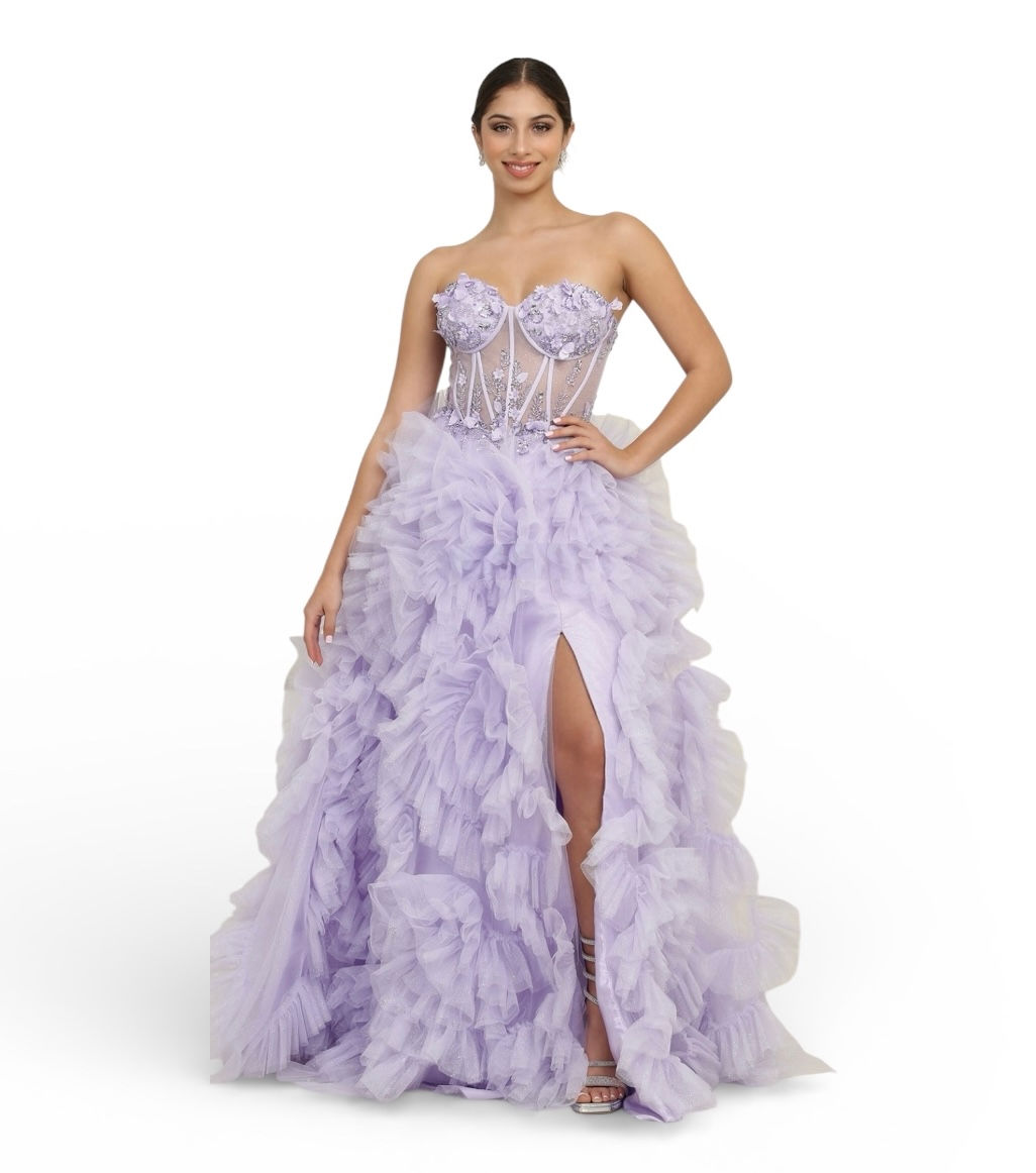 Ruffled Layered Corset Bodice Long Formal Dress & Prom Dress