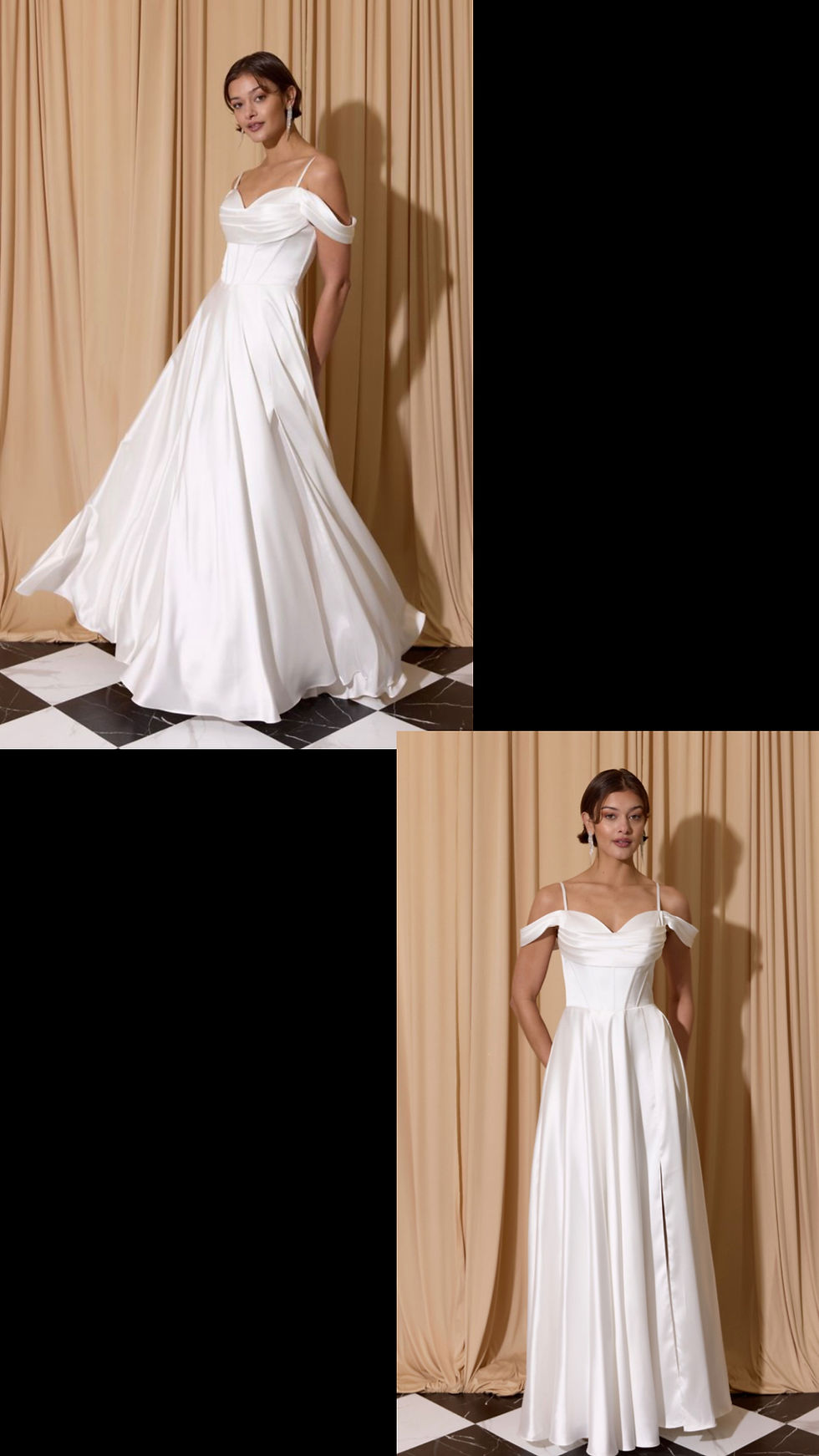 Thumbnail: Satin Off The Shoulder With Pockets Wedding Dress