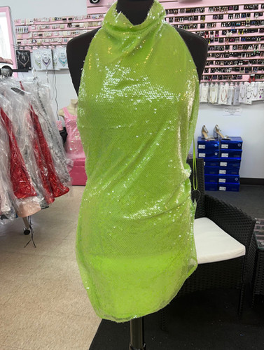 slim fit dress slacks Ashley Lauren 11236 Size 00, 14 Lime Green Prom Dress Long Fitted V Neck Slit Beaded Pageant Gown 14 / Electric Lime main image 1