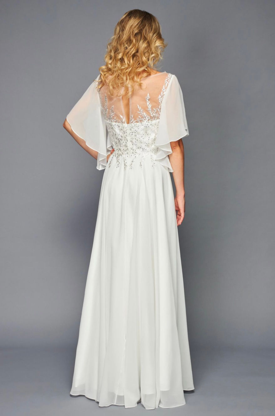 Thumbnail: Sheer Ruffle Sleeve Destination Wedding Dress