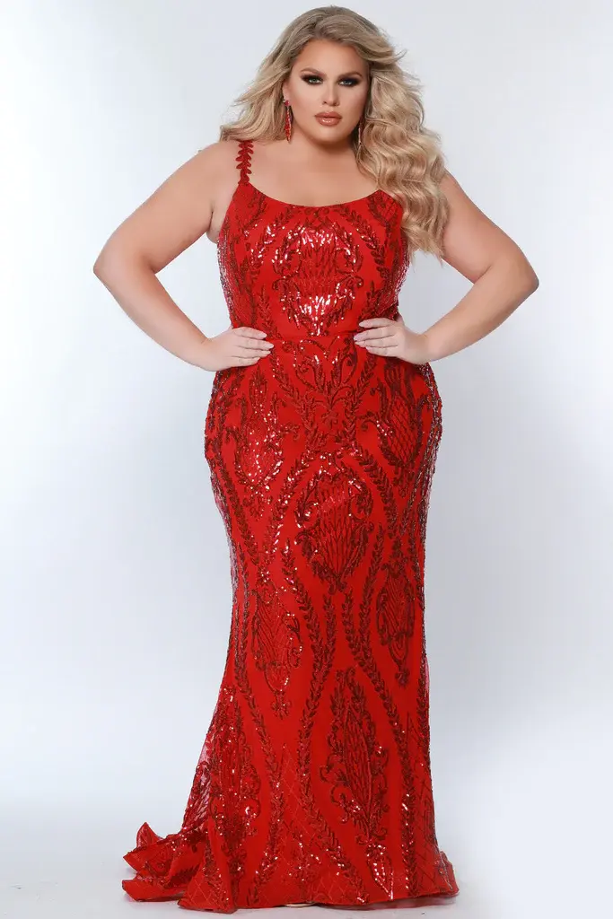 Thumbnail: Sydney's Closet Red Sequin Formal Dress & Prom Dress PLEASE CALL FOR PRICING 