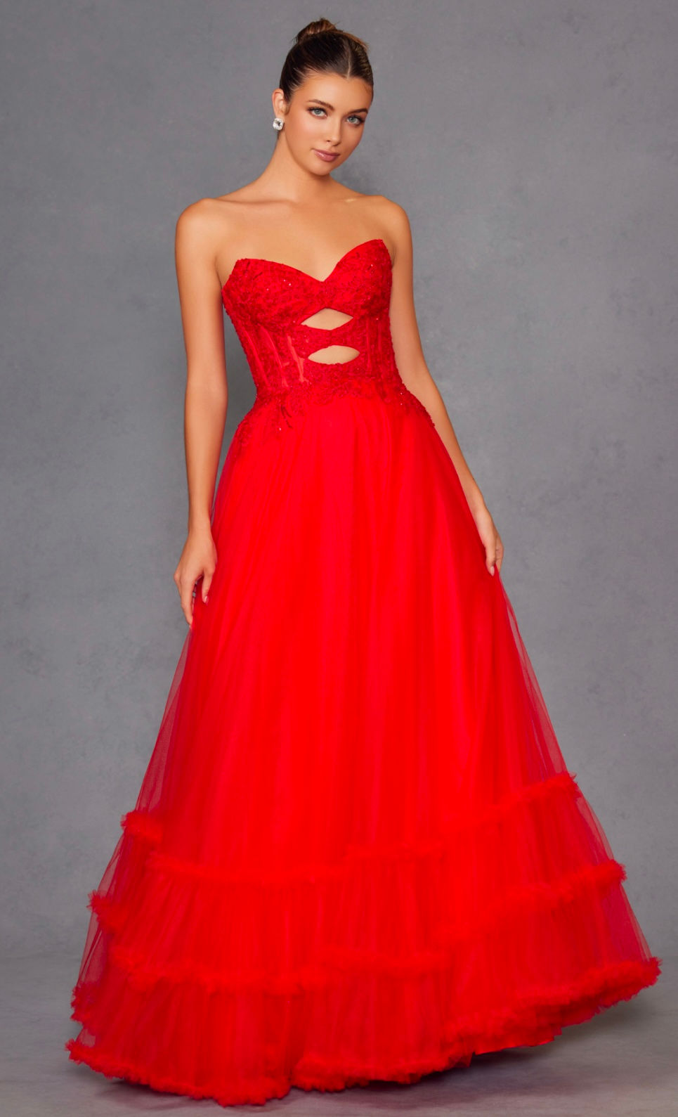 Cut Out Strapless Long Formal Dress & Prom Dress