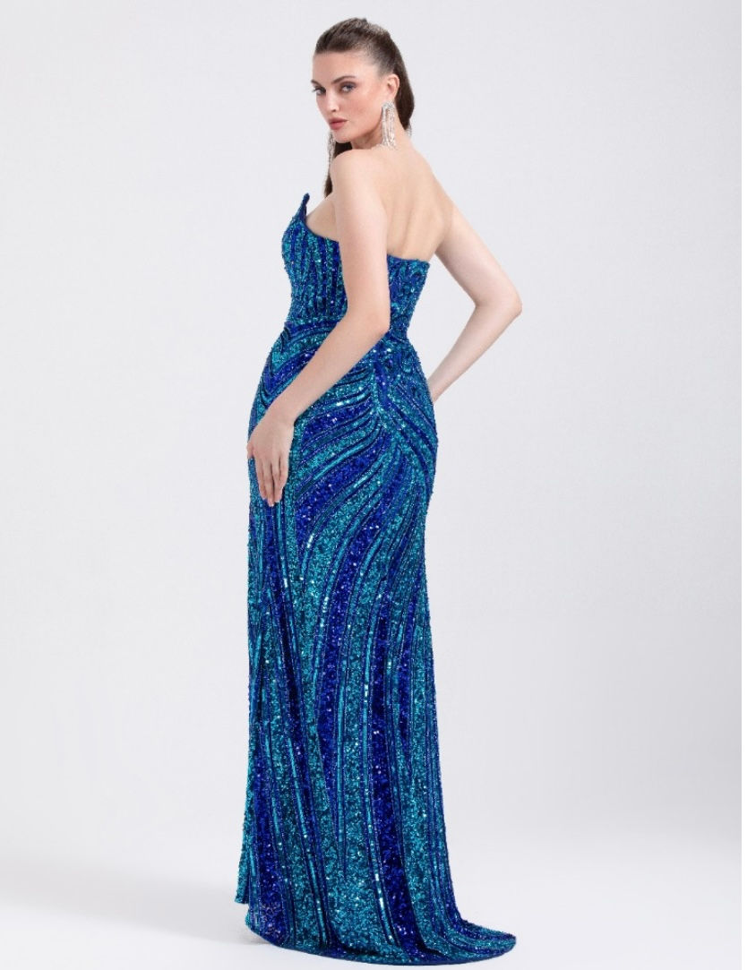 Thumbnail: Hand Crafted Beaded Long Formal Dress & Prom Dress 