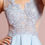 Thumbnail: Mesh & Small Stone Beaded Bodice Chiffon Short Formal Dress & Homecoming Dress