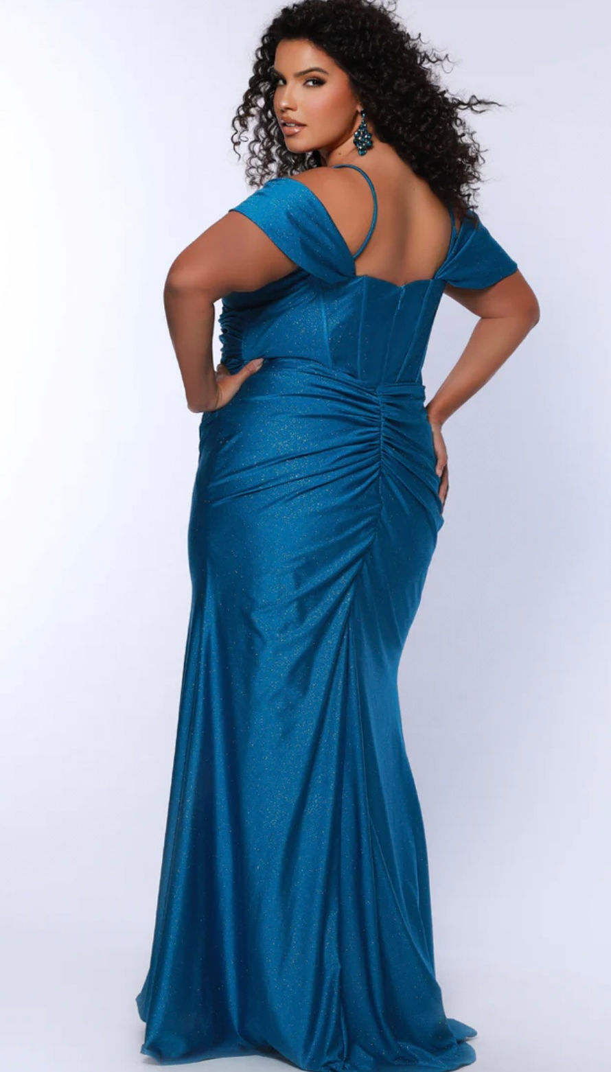 Thumbnail: Sparkle Stretch Fitted Long Formal Dress & Prom Dress 