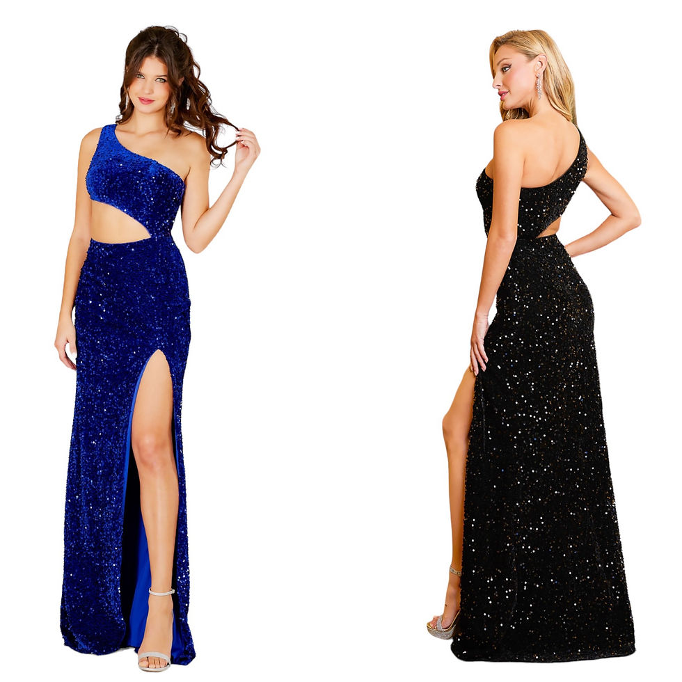 Velvet & Sequin Cut Out Long Formal Dress & Prom Dress