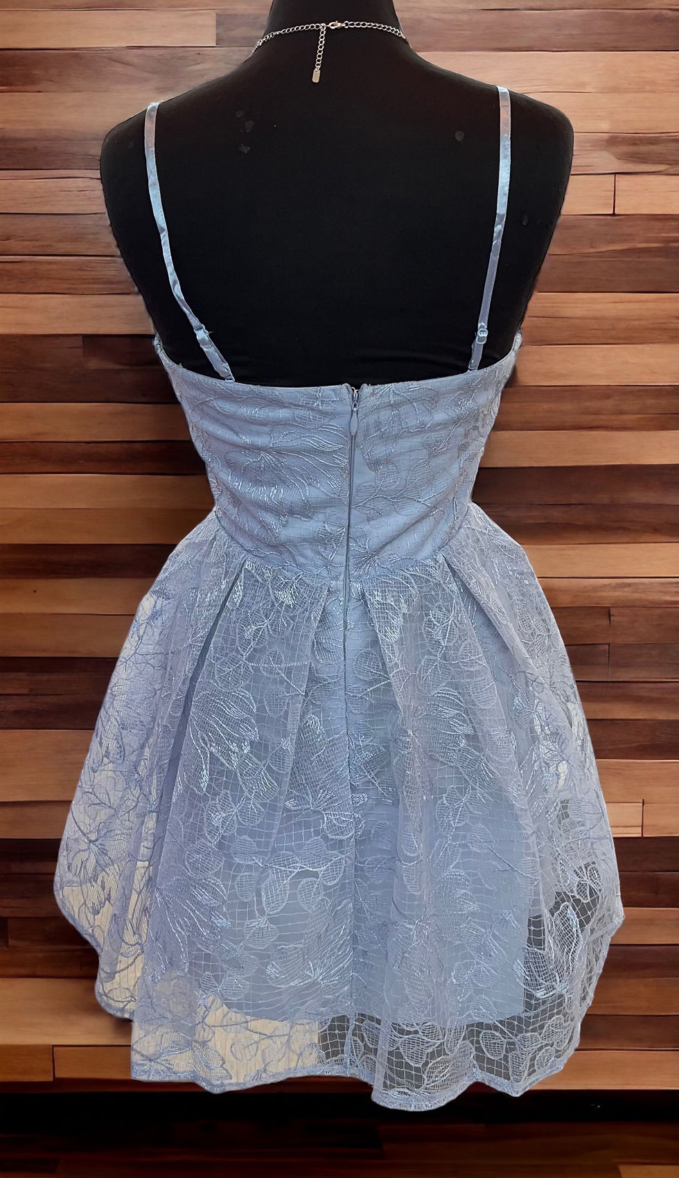 Thumbnail: Dusty Blue Corset Bodice Short Formal Dress & Homecoming Dress