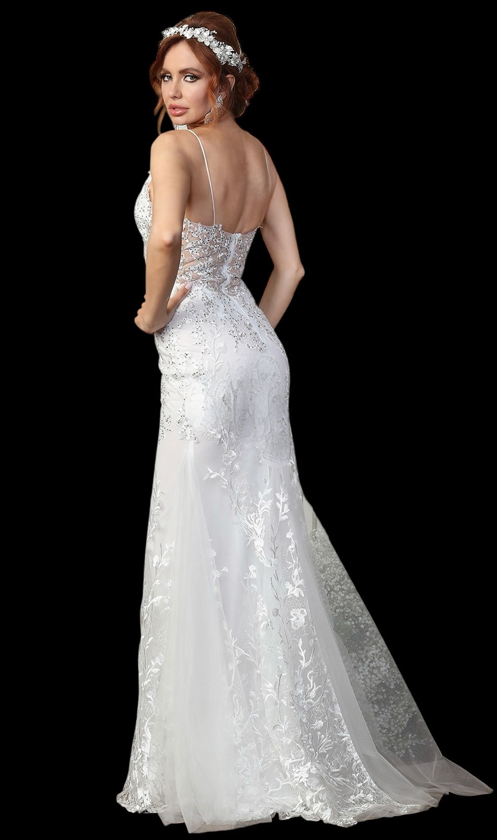 Thumbnail: New With Tags Lace With Small Hot Stones Wedding Dress