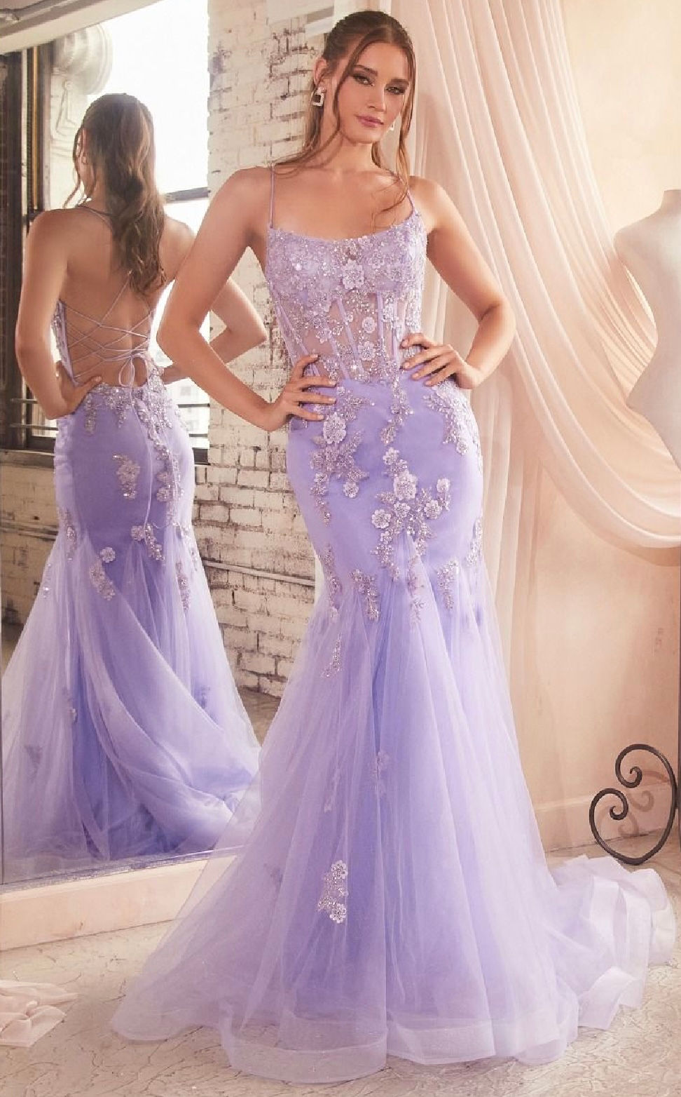 Lilac Corset Bodice Long Formal Dress & Prom Dress