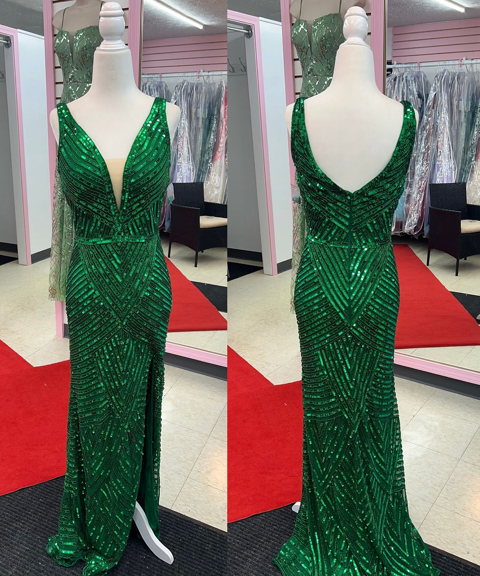 Green Hand Crafted Beaded Sequin Long Formal Dress & Prom Dress