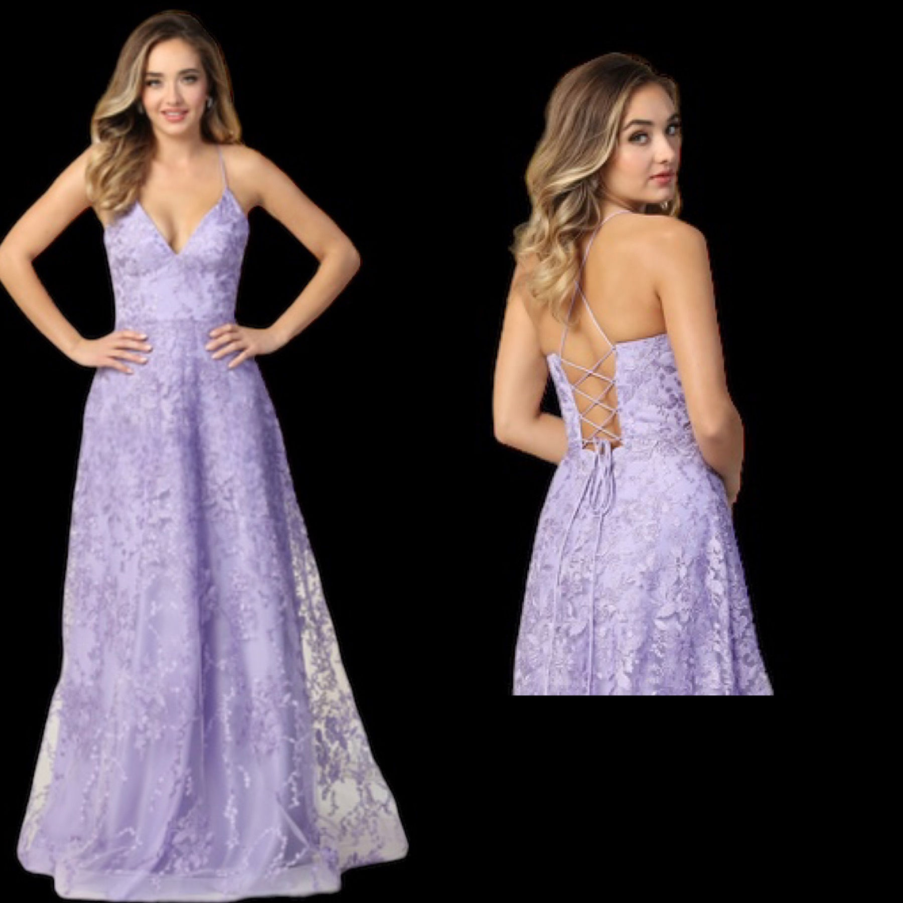 Lilac Lace Corset Back Prom Dress & Formal Dress