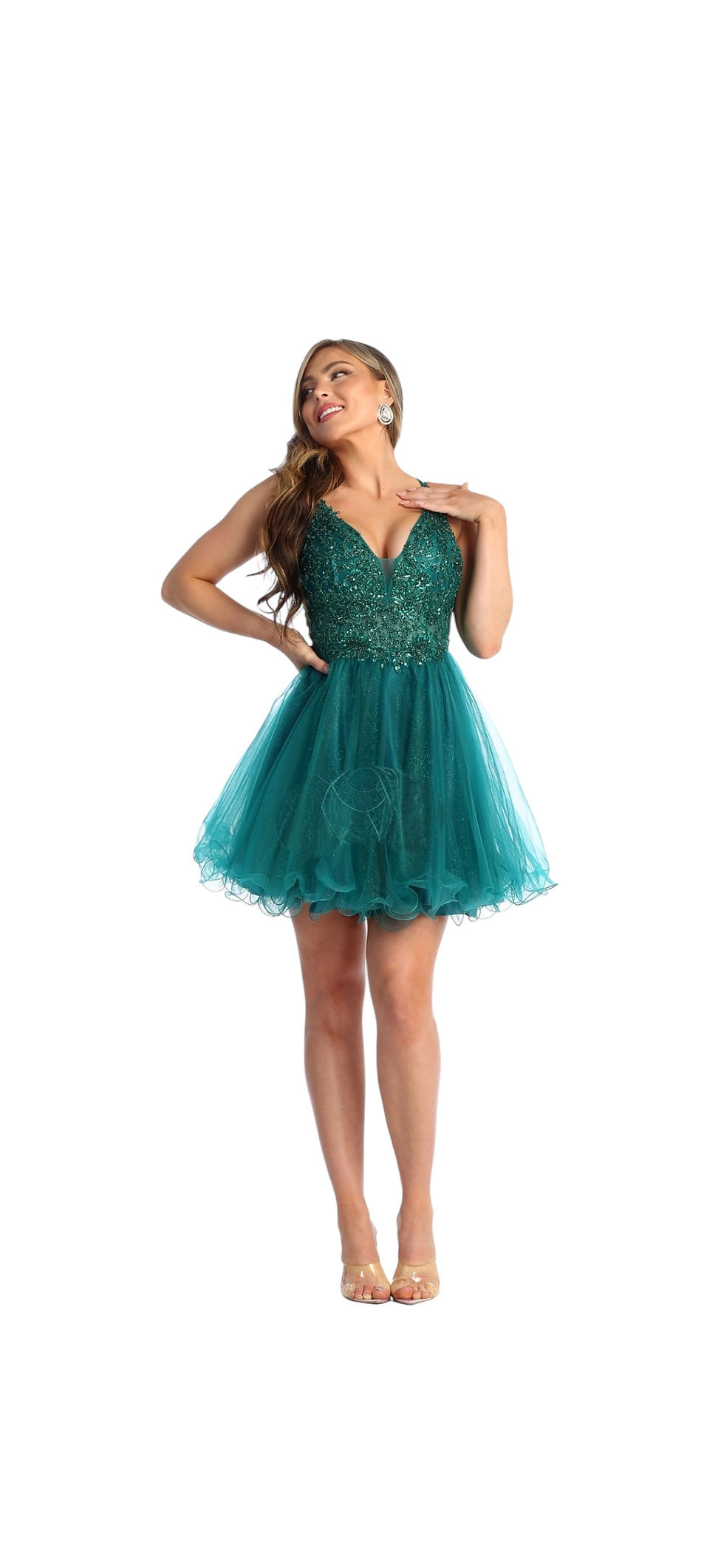 Thumbnail: Tulle With Corset & Beaded Bodice Short Formal Dress & Homecoming Dress