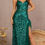 Thumbnail: Sequin Lace Up Back With Ruffle Leg Split Long Formal Dress & Prom Dress 
