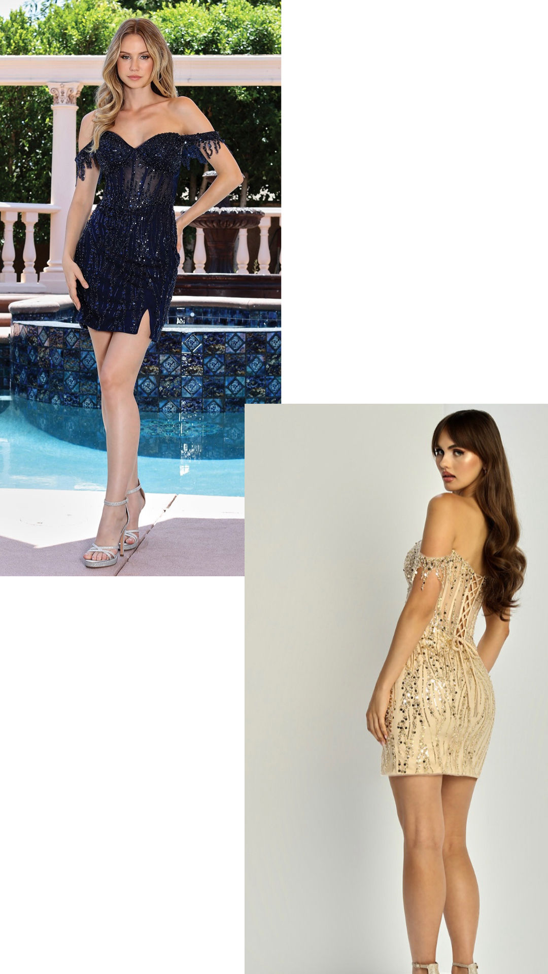Off The Shoulder Corset Sequin Bodice Short Formal Dress & Homecoming Dress