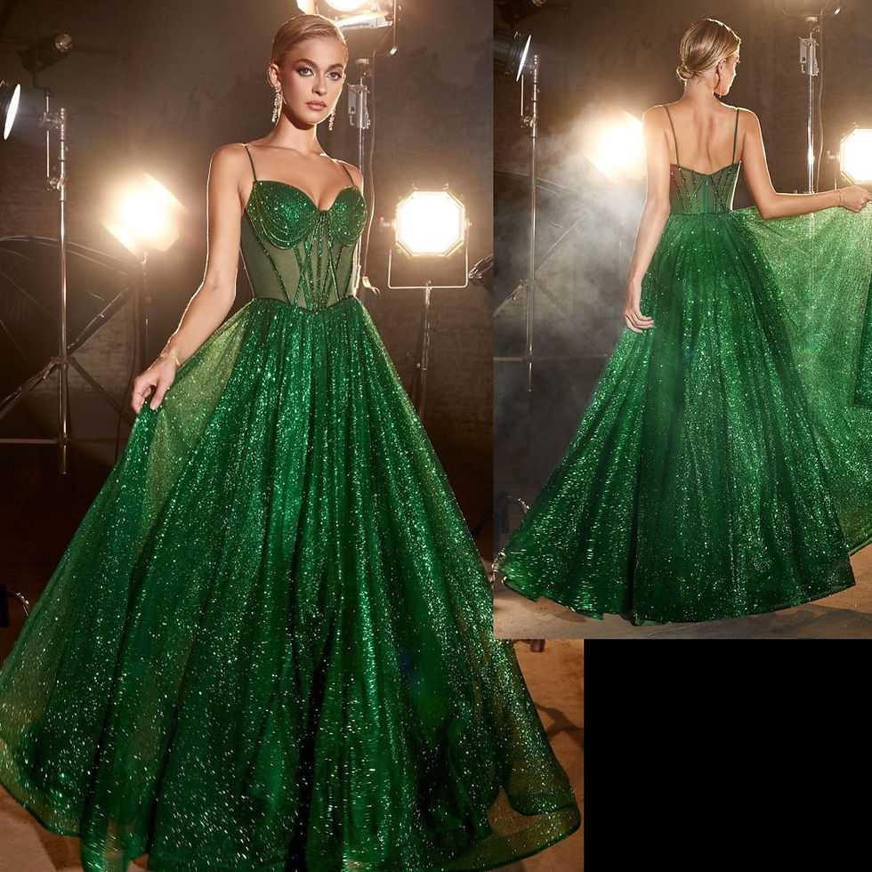 Glitter Corset Front Bodice Long Formal Dress & Prom Dress