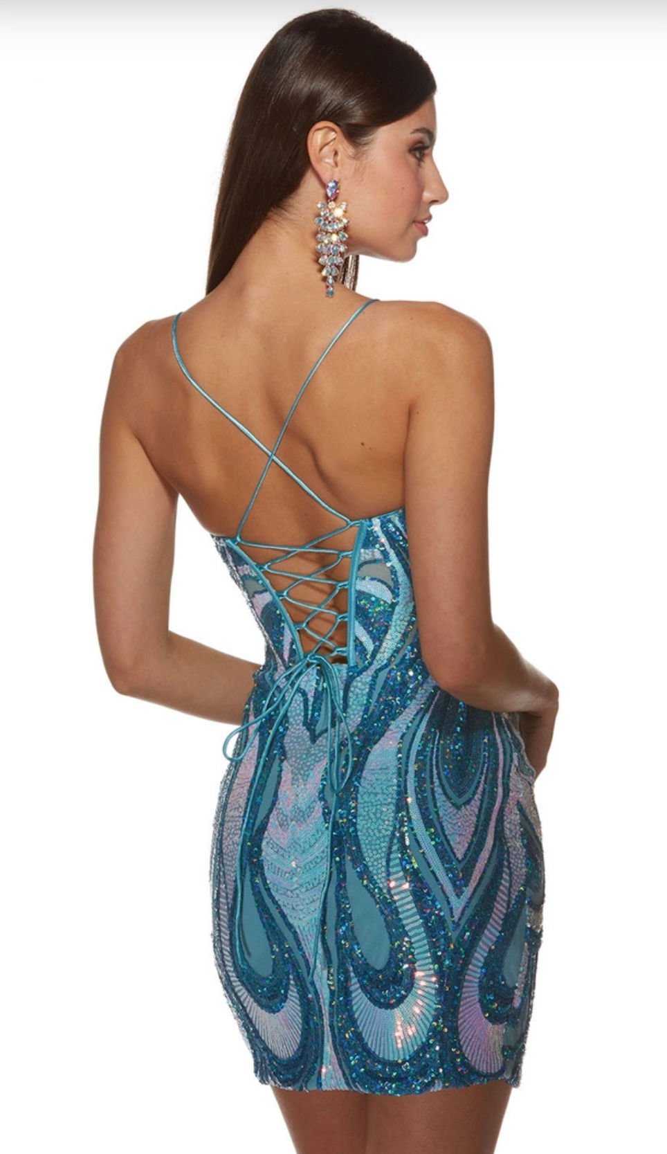 Thumbnail: Alyce Paris Sequin With Strappy Back Short Formal Dress & Homecoming Dress