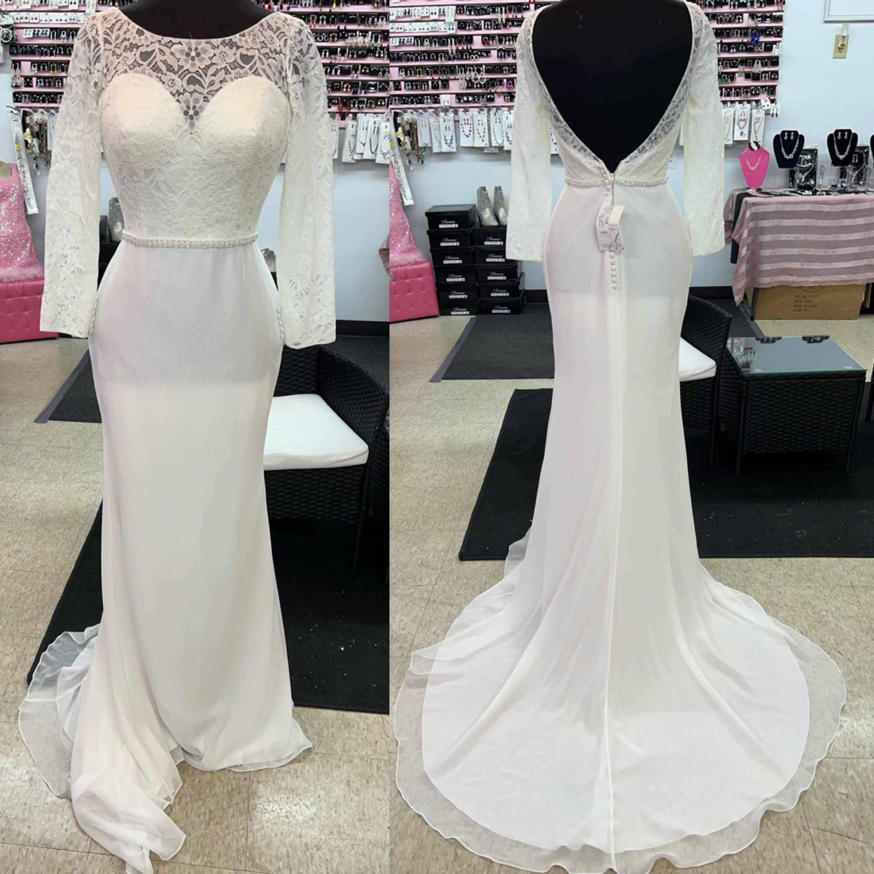 Private Label Long Sleeve Lace Wedding Gown