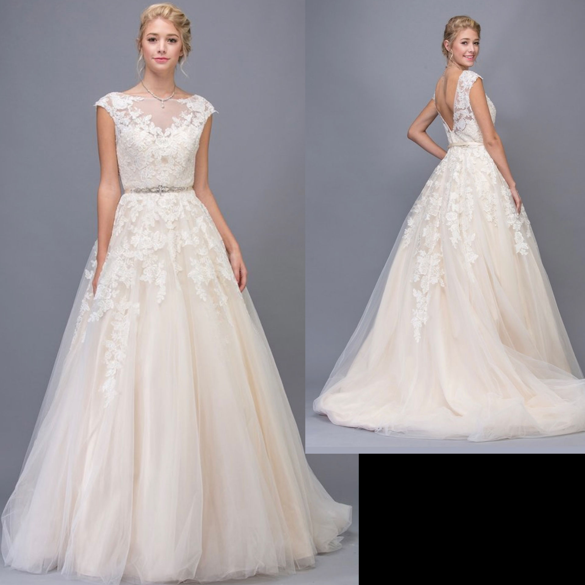 A Line With Detachable Belt Wedding Gown & Wedding Dress