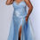 Thumbnail: Sydney’s Closet Satin & Beaded Long Formal Dress & Prom Dress