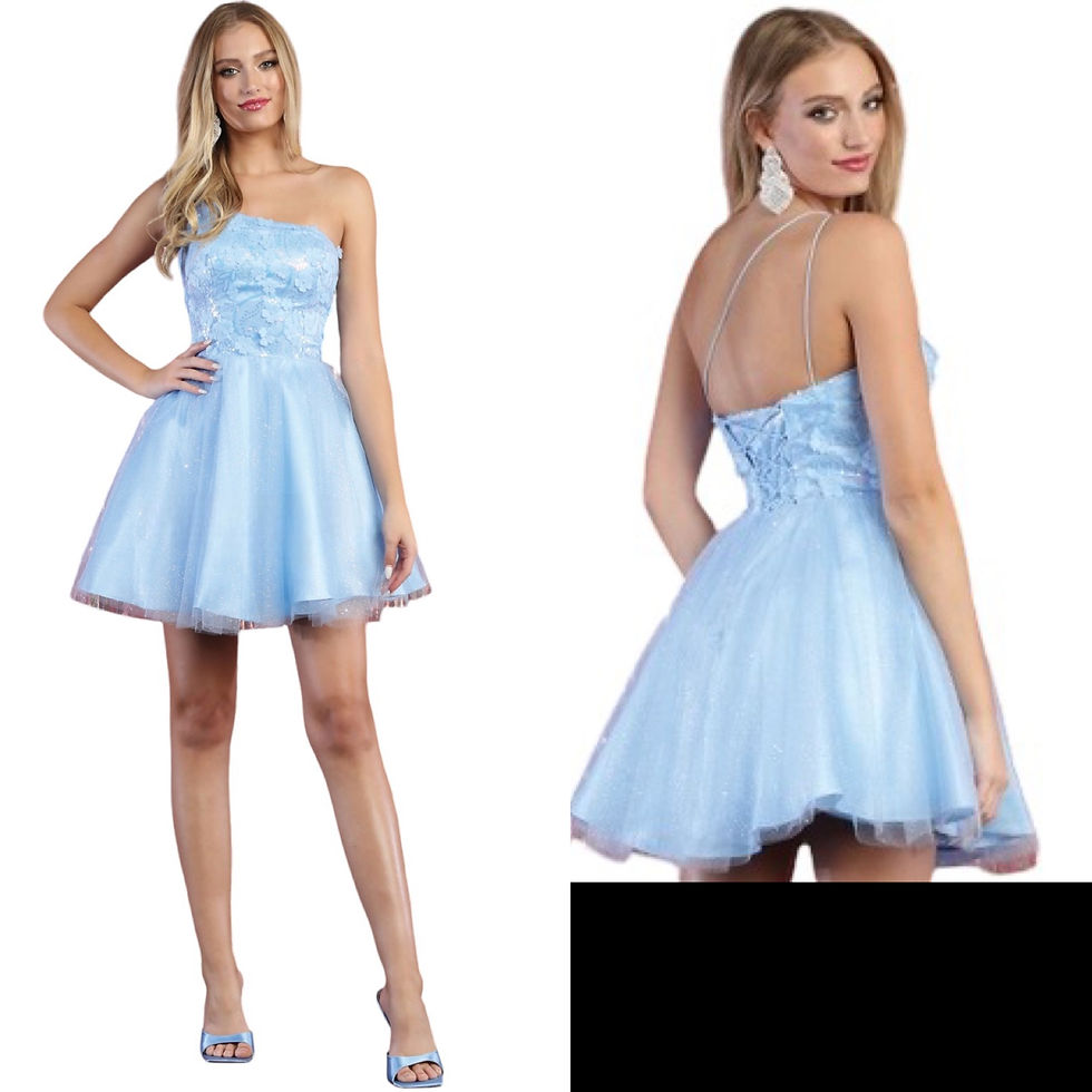 Thumbnail: Tulle & Floral Appliqués Short Formal Dress & Homecoming Dress
